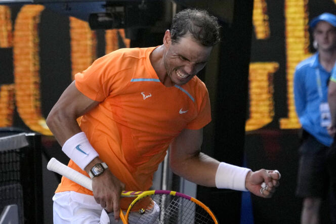 Rafael Nadal tras su victoria en la primera ronda del Abierto de Australia ante el británico Jack Draper, el lunes 16 de enero de 2023, en el Rod Laver Arena, de Melbourne.
