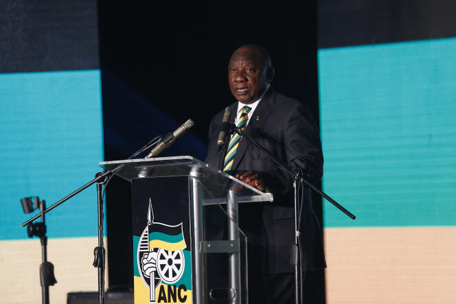 El presidente de Sudáfrica, Cyril Ramaphosa, durante un discurso en Bloemfontein, el 7 de enero de 2023.
