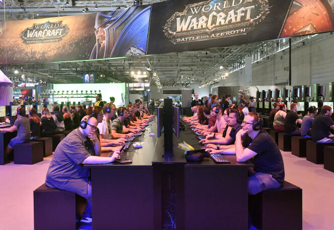 Un espace dévolu à « World of Warcraft » à la Gamescom de Cologne, en 2019.