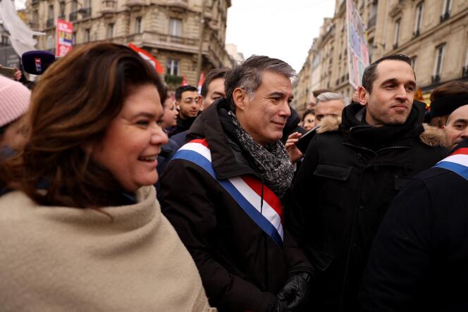 Le premier secrétaire sortant du PS, Olivier Faure, lors de la manifestation contre la réforme des retraites, à Paris, le 19 janvier.