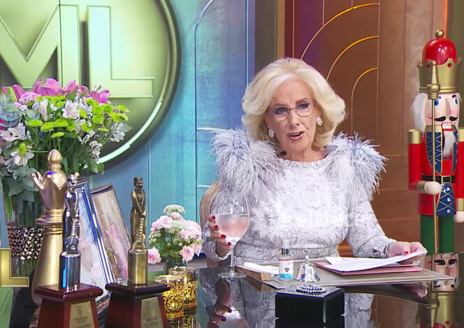 Mirtha Legrand, lors de son émission hebdomadaire, « La noche de Mirtha », le 10 décembre 2022.
