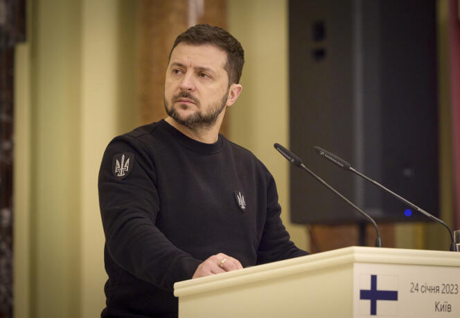 Volodymyr Zelensky lors d’une conférence de presse à Kiev, le 24 janvier 2023. 