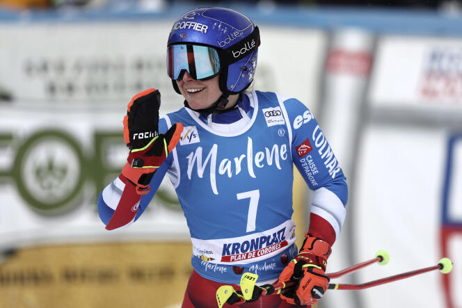 Tessa Worley, lors du slalom géant de Kronplatz (Italie), le 24 janvier 2023.