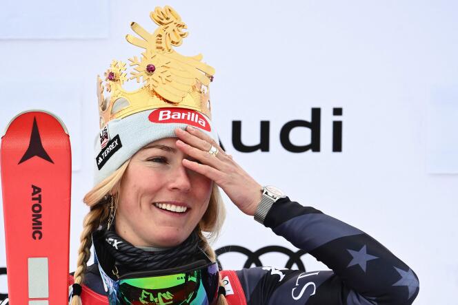 Mikaela Shiffrin, during her victory in the giant slalom in Kronplatz, Italy, on January 24.