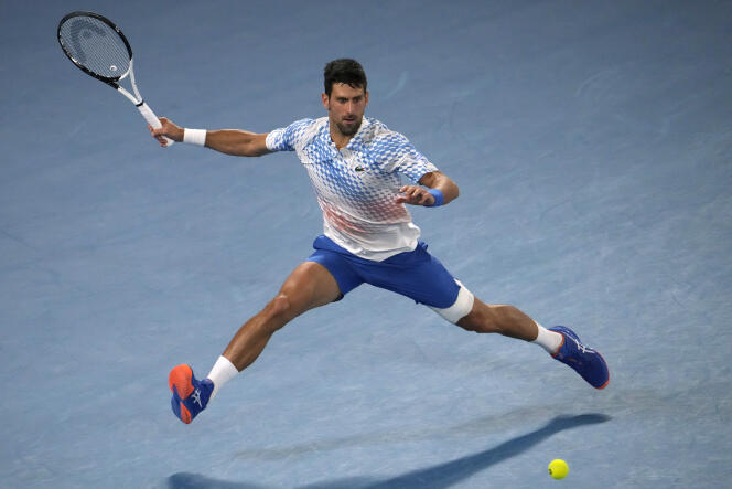 Le Serbe Novak Djokovic à Melbourne, lors du quart de finale de l’Open d’Australie face au Russe Andrey Rublev, le 25 janvier 2023. 
