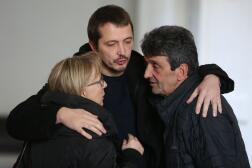 La famille de Julie Douib lors du dernier jour du procès en appel de Bruno Garcia-Cruciani, à Ajaccio, le 20 janvier 2023.