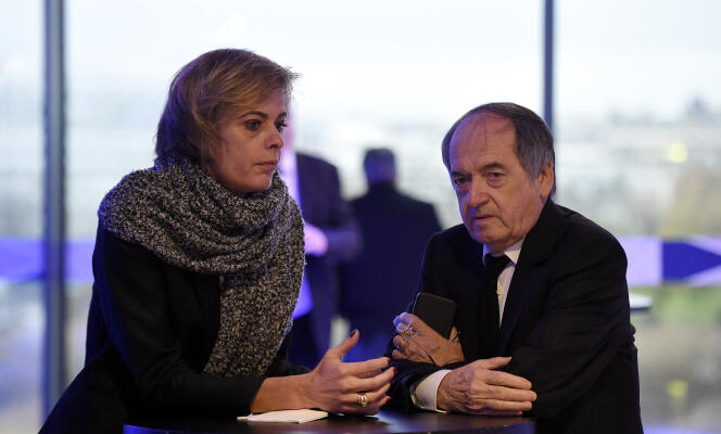 La directrice générale de la FFF, Florence Hardouin, et son président, Noël Le Graët, le 12 décembre 2015 à Paris. 