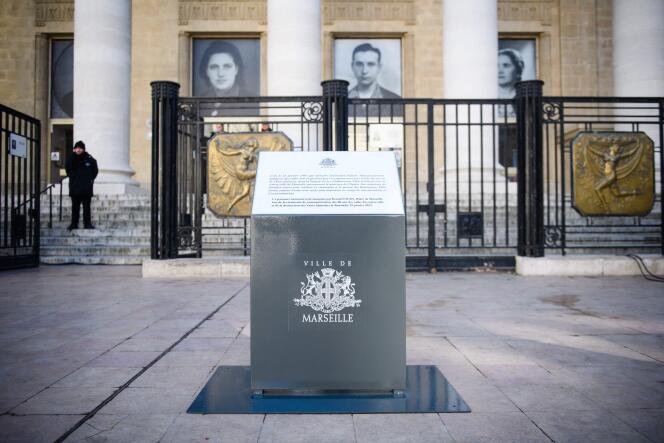 Mémorial commémorant la rafle de 1943, inauguré à Marseille le 29 janvier 2023.