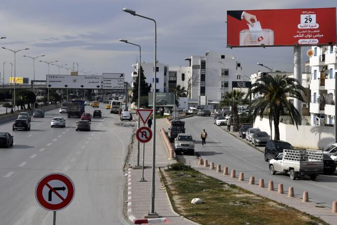 An election billboard in Tunis, January 25, 2023.