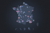La carte des manifestations en France, à 15h50, le 31 janvier 2023.