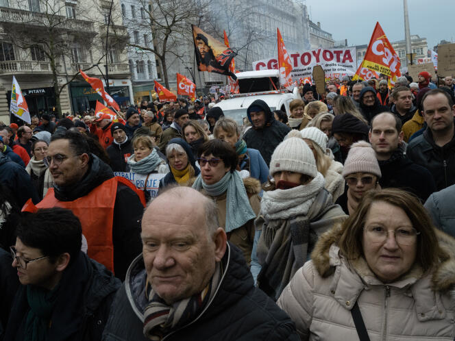 En la procesión de la manifestación contra la reforma de las pensiones en Valenciennes, 31 de enero de 2023. 