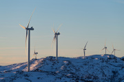 Wind turbines at the Storheia wind farm, one of Europe's largest onshore wind farms, in the municipality of Afjord, Norway, on December 7, 2021.