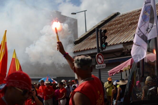 Manifestation contre la réforme des retraites, à Saint-Denis (La Réunion), le 31 janvier 2023.