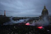 Protestors end the demonstration against plans to push back France's retirement age at the Invalides, in Paris.