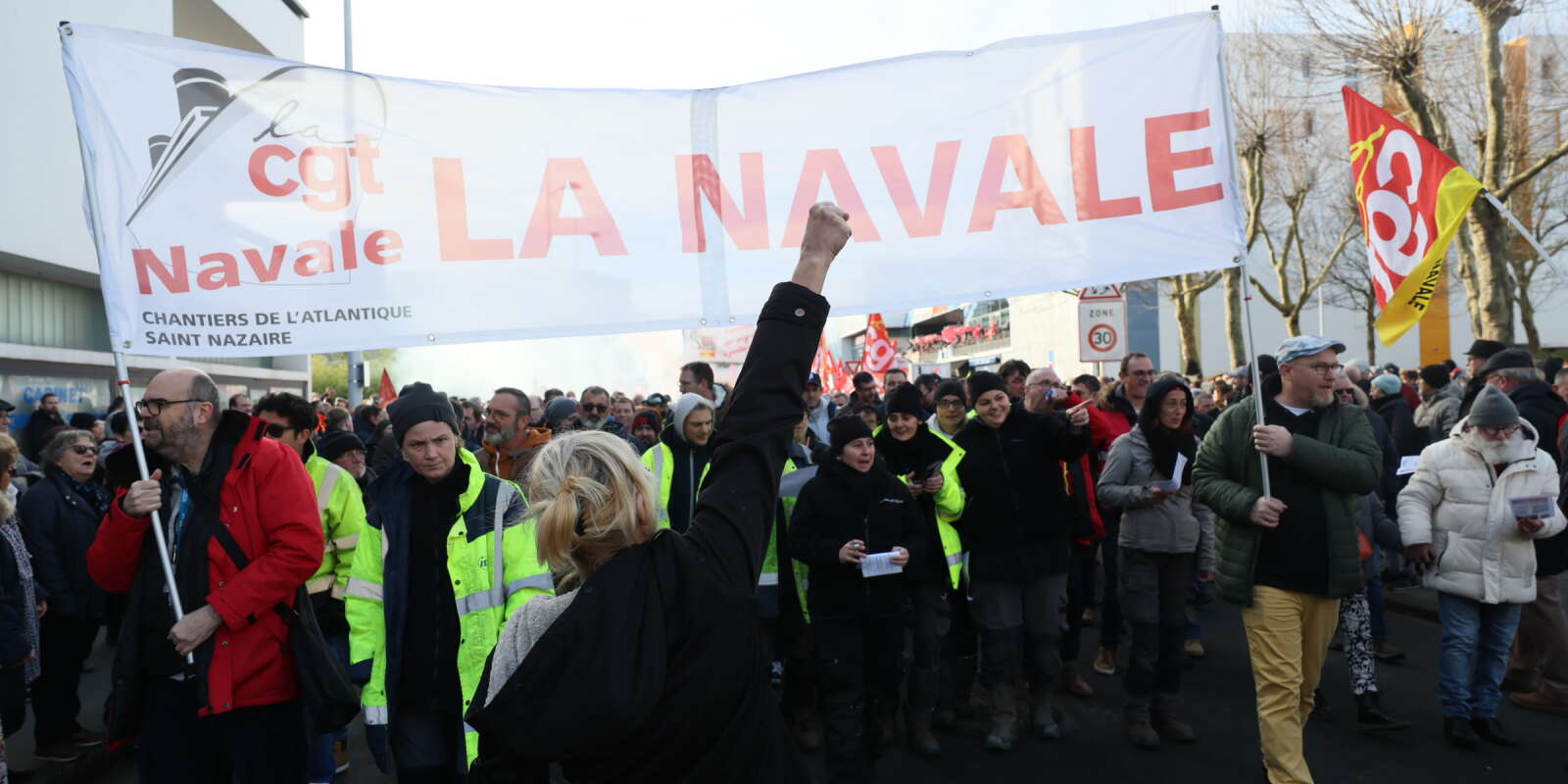Manifestation contre la réforme des retraites, à Saint-Nazaire, le 31 janvier 2023.