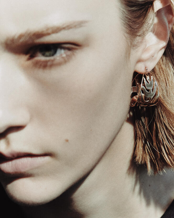 Palm Hoops earrings, in gold, Ginette NY, €2,300.  ginette-ny.com