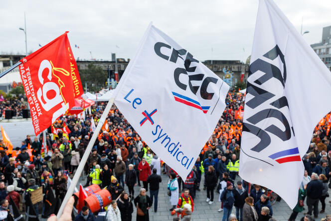 Demonstration against the pension reform, in Saint-Nazaire (Loire-Atlantique), January 31, 2023.