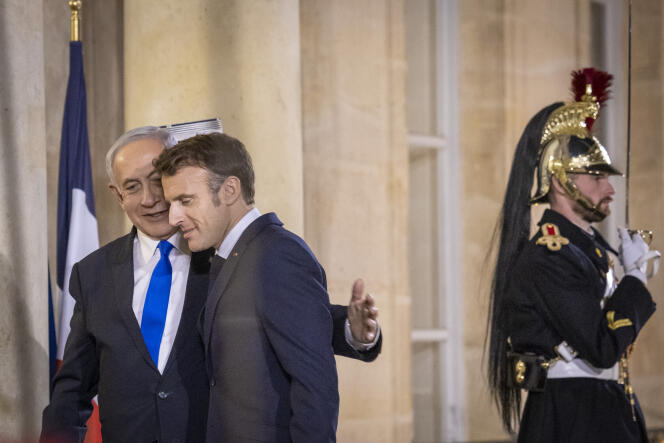 Emmanuel Macron and Benyamin Netanyahu, at the Elysee Palace, February 2.