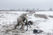  A Ukrainian soldier trains with weapons a few miles from the front line in Luhansk province, Ukraine, February 2, 2023.