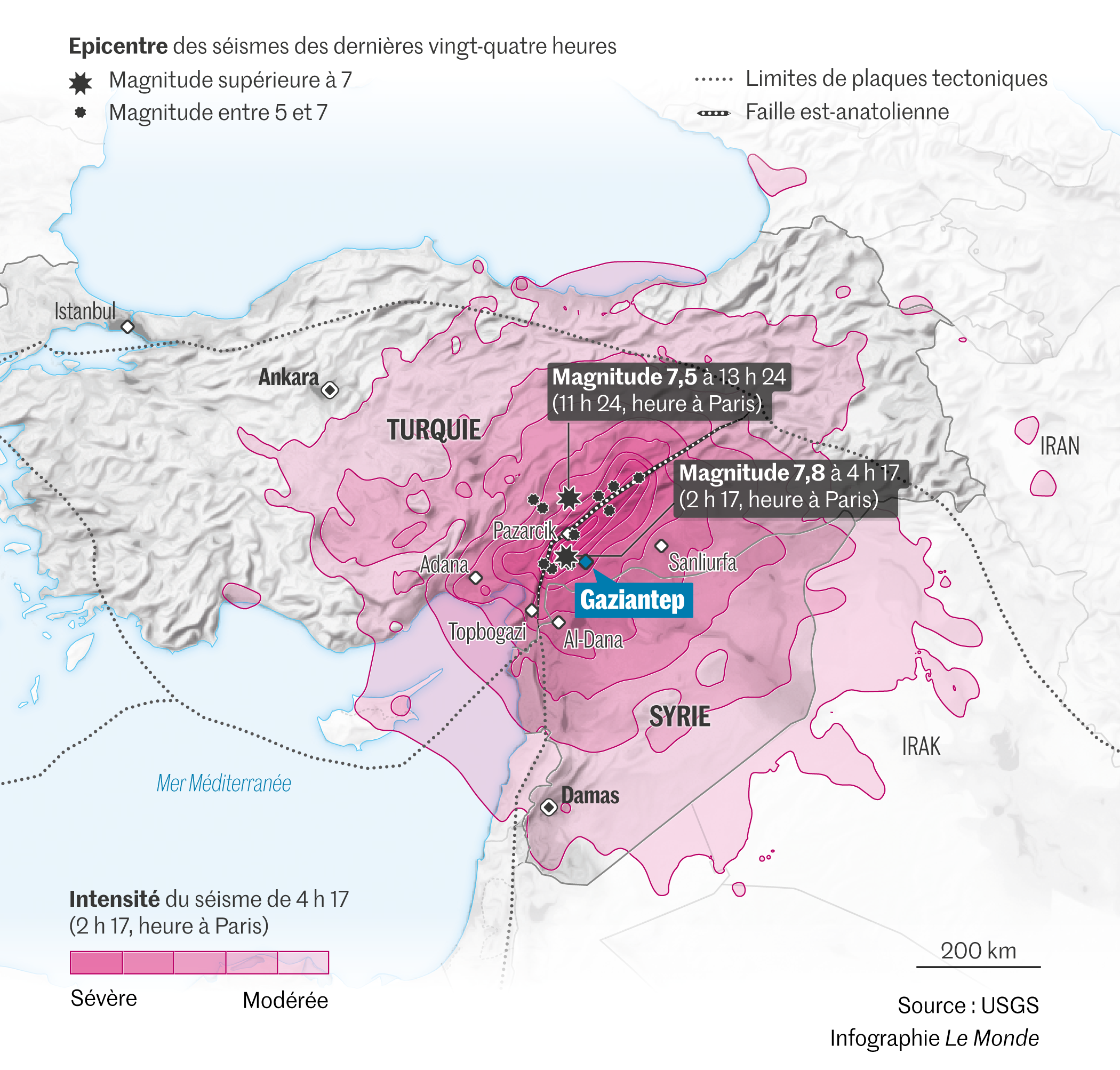 S Ismes En Turquie Et En Syrie Visualisez L Picentre Et Les Zones