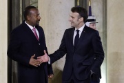 Ethiopian Prime Minister Abiy Ahmed and Emmanuel Macron at the Elysée Palace in Paris on Tuesday, February 7.