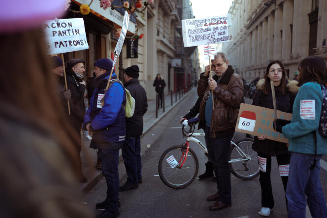 A demonstration against the pension reform in Paris on February 7, 2023.