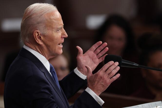 Le président américain, Joe Biden, prononce son discours sur l’état de l’Union à la Chambre des représentants, à Washington, le 7 février 2023.