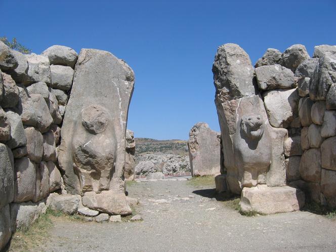 La Puerta de los Leones, en Hattusa, la antigua capital del Imperio hitita, en el centro de Turquía.