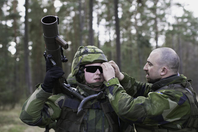 Military training of civilians in Rinkaby, Sweden, April 2, 2022.