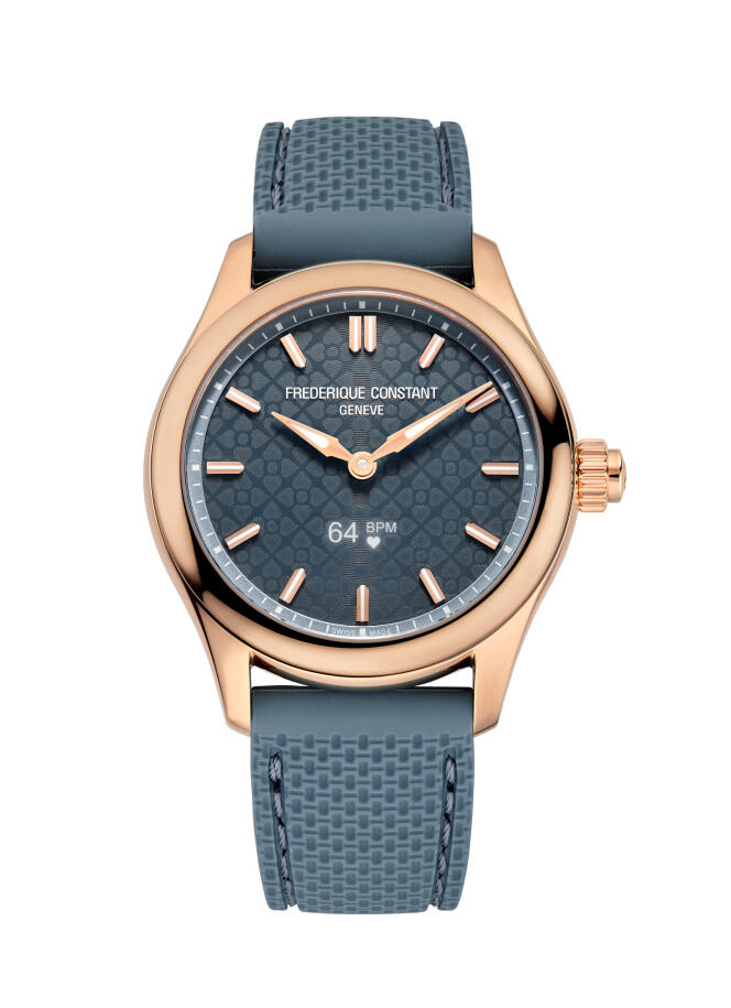 Vitality model for women by Frédérique Constant, in rose gold-plated steel.