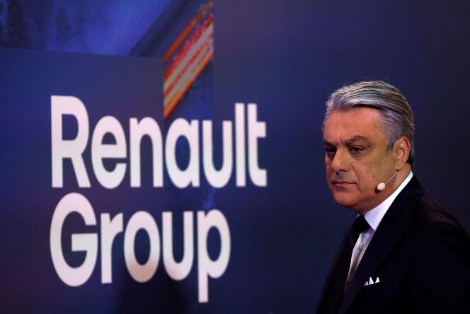 Luca de Meo, CEO de Renault, durante la presentación de los resultados de 2022 del grupo, el jueves 16 de febrero de 2023, en Boulogne-Billancourt (Hauts-de-Seine).