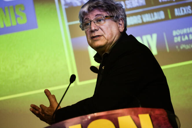 Eric Coquerel à Bobigny, le 16 février 2023, lors d’un meeting de la Nupes contre la réforme des retraites.