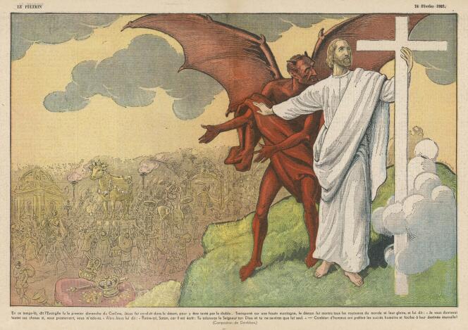 Le diable est souvent représenté rouge, cornu et ailé. 