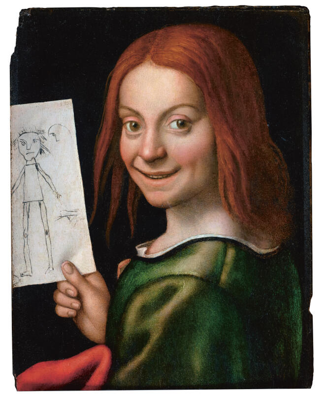 “Portrait of a child showing a drawing” (1515-1520), by Giovanni Francesco Caroto (1480-1555).  Oil on canvas.