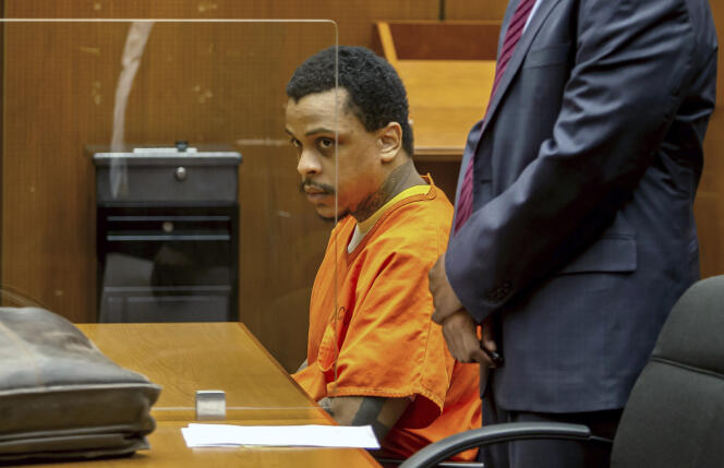 Eric Holder Jr, asesino de Nipsey Hussle, en la corte de Los Ángeles, durante su juicio, el 15 de septiembre de 2022.