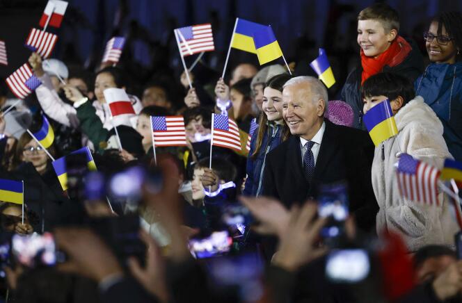 Le président américain Joe Biden après son discours de soutien à l’Ukraine au château royal de Varsovie, en Pologne, le 21 février 2023. 
