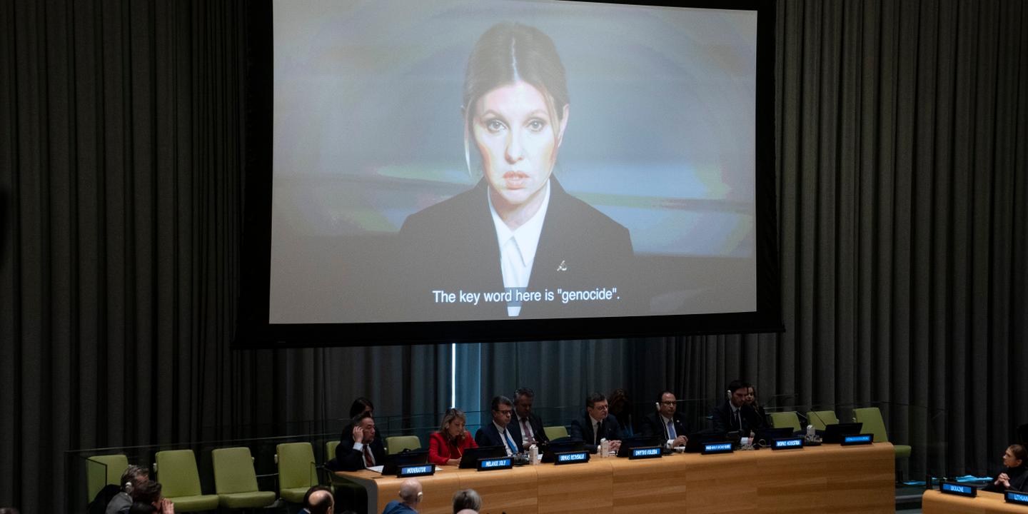 “Hago un llamado a las Naciones Unidas para que establezca un tribunal especial para los crímenes de agresión rusos”, dice Olena Zelenska a la ONU.