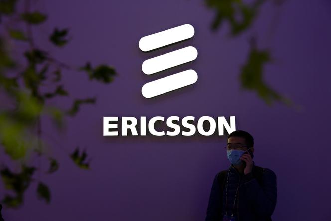 The logo of telecom equipment manufacturer Ericsson, in Beijing, October 14, 2020.