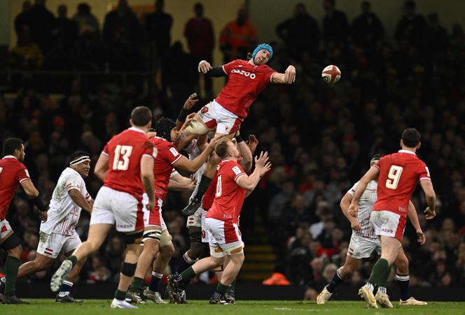 Wales players, during their defeat against England, in Cardiff on February 25, 2023. 