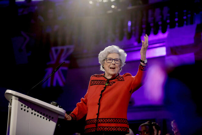 Betty Boothroyd, ancienne présidente de la Chambre des communes du Parlement britannique, à Londres, le 9 avril 2019. 