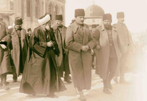 Enver Pasha visiting the Dome of the Rock accompanied by Jamal (Cemal) Pasha, Jerusalem. 1916, Jerusalem, Israel