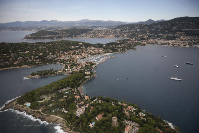 Aerial view of the peninsula of Saint-Jean-Cap-Ferrat, in the French Riviera, October 2020.