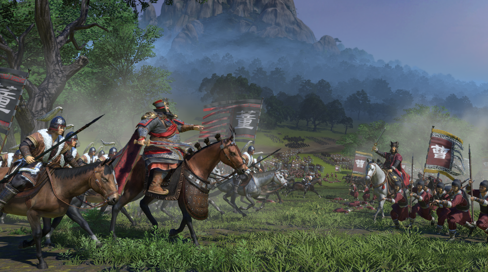 « Total War : Three Kingdoms » nous mets dans la peau de grands chefs de guerre. A gauche, le tyran Dong Zhuo. A droite, le premier ministre Cao Cao, figure emblématique des « Trois Royaumes ». Aucun des deux n’est un enfant de chœur.
