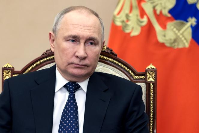 Russian President Vladimir Putin chairs a Security Council meeting via videoconference at the Novo-Ogaryovo residence outside Moscow, Russia, Friday, March 3, 2023. 