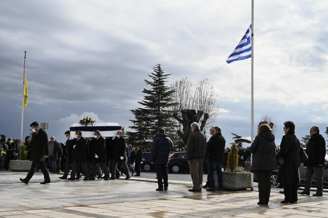 Les funérailles de l’une des victimes de la collision ferroviaire, à Thessalonique, dans le nord de la Grèce, le 4 mars 2023.
