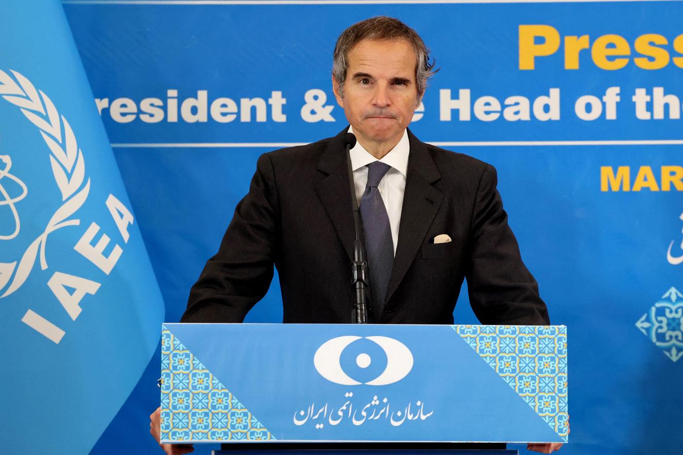 El jefe del Organismo Internacional de Energía Atómica (OIEA), Rafael Grossi, durante una conferencia de prensa en Teherán, Irán, el 4 de marzo de 2023.