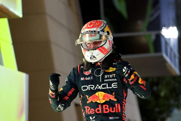 Max Verstappen savoure sa victoire au Grand Prix de Bahreïn, le 5 mars 2023.