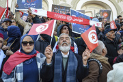A protest against president Kais Saied policies, in Tunis, Tunisia, Sunday, March 5, 2023. 