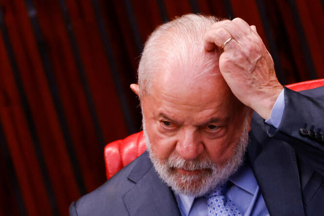 Le président brésilien Luiz Inacio Lula da Silva lors d’une cérémonie au Tribunal supérieur électoral, à Brasilia, au Brésil, le 7 mars 2023. 