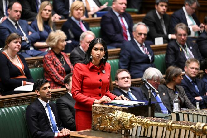 Die britische Innenministerin Suella Braverman während einer Erklärung zum Gesetz über die illegale Einwanderung im Unterhaus in London am 7. März 2023.